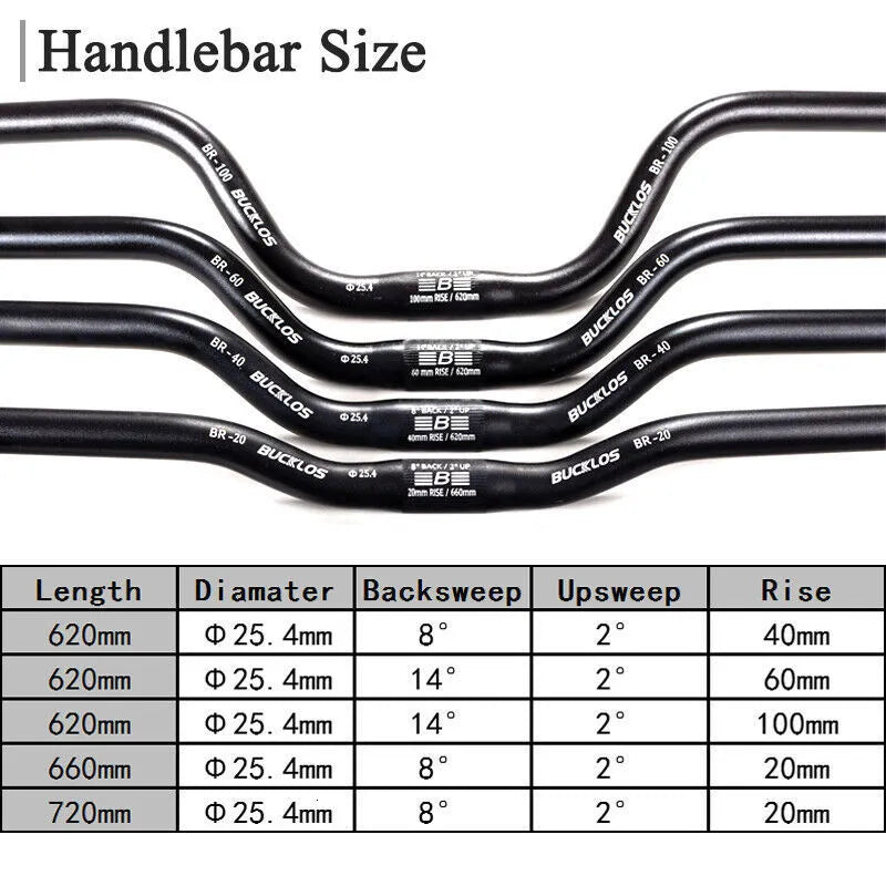 Bike Handlebars Components BUCKLOS 25.4Mm 31.8Mm Bicycle Riser Handlebar 620660720780Mm Bike Swallow Handlebar Ultralight M Type MTB BMX Handle Bar 230417