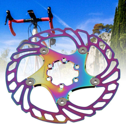 Stainless Steel Outer Ring Hollow Design Plating Color Bike Disc Brake Rotor, Cycling Disc Brake Rotor, 6 Nails for Mountain Bicycle Riding Cycling Bike(160Mm)